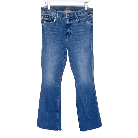 Mother The Weekender Fray Flare Jeans Size 31 Walking on Coals Womens Denim